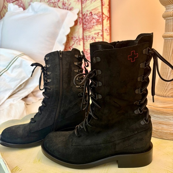 AF VANDEVORST Shoes - AF VANDEVORST SUEDE COMBAT BOOT